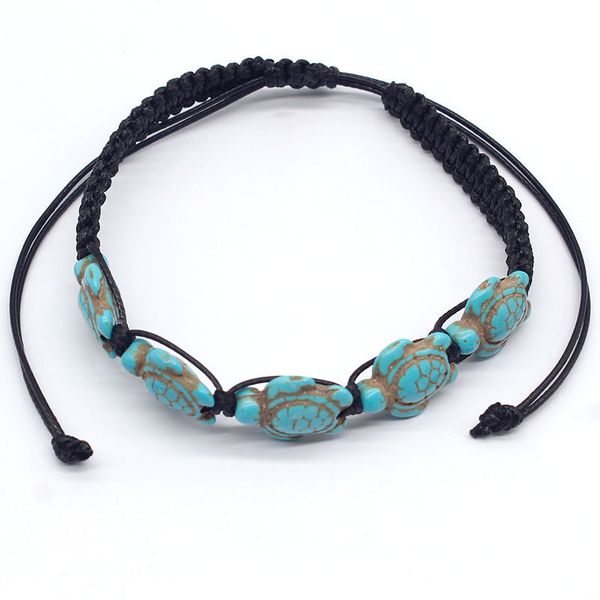 new hand-woven boho pine stone footchain ankle bracelets five tortoise creative rope adjustable anklets for women, Red;blue
new hand-woven boho pine stone footchain ankle bracelets five tortoise creative rope adjustable anklets for women, Red;blue