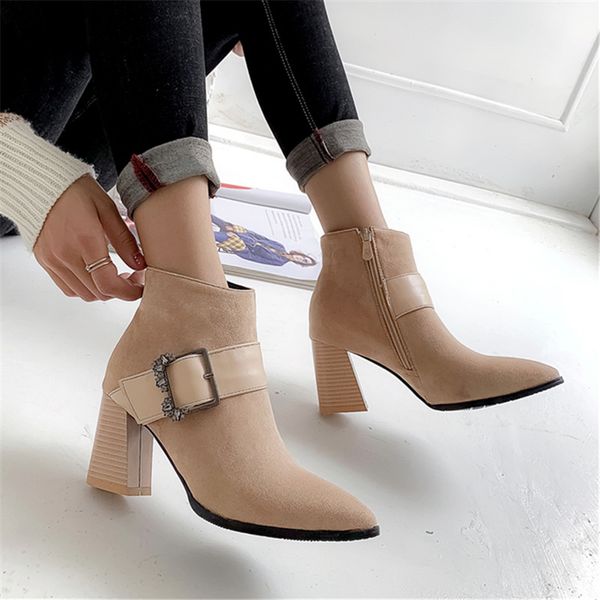 women ankle boots winter suede high heels boots ladies fashion pointed toe gladiator black leather shoes for woman plus size 42
women ankle boots winter suede high heels boots ladies fashion pointed toe gladiator black leather shoes for woman plus size 42