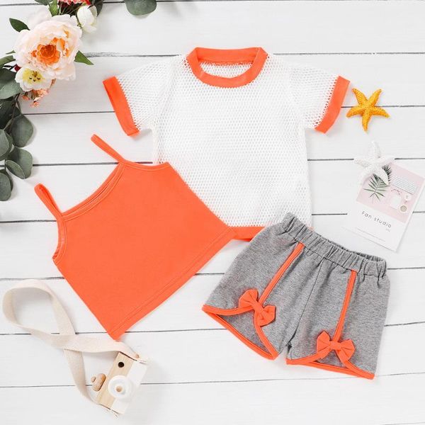 1-6y summer baby girl clothes set cotton sling vest short sleeve breathable mesh bow decor shorts pants 3pcs infant outfits, White
1-6y summer baby girl clothes set cotton sling vest short sleeve breathable mesh bow decor shorts pants 3pcs infant outfits, White