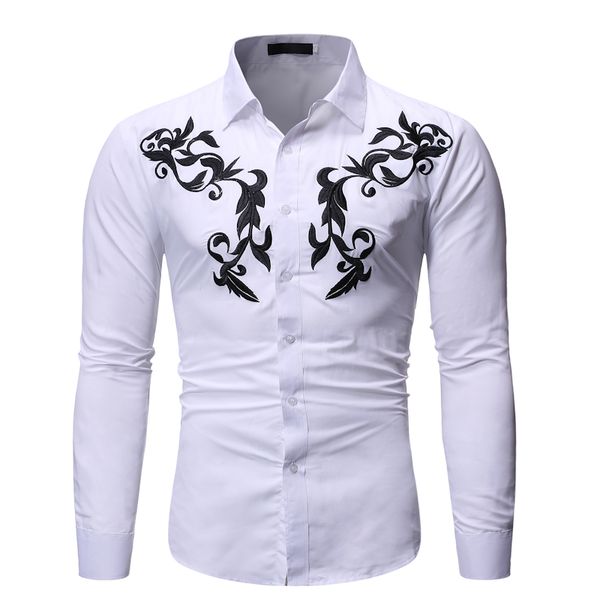 white embroidery shirt men 2020 brand new slim fit long sleeve mens dress shirts business casual social shirt male chemise homme, White;black
white embroidery shirt men 2020 brand new slim fit long sleeve mens dress shirts business casual social shirt male chemise homme, White;black