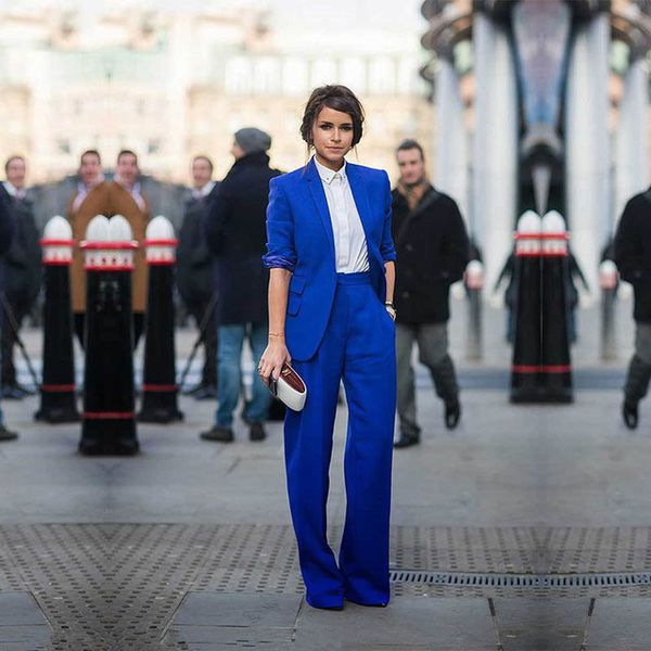 women casual office business suits formal work wear royal blue elegant pant suits summer spring, White;black
women casual office business suits formal work wear royal blue elegant pant suits summer spring, White;black