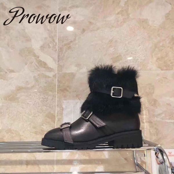 prowow new black genuine leather real fur ankle boots round toe buckle strap zip side low heel winter warm boots shoes women
prowow new black genuine leather real fur ankle boots round toe buckle strap zip side low heel winter warm boots shoes women