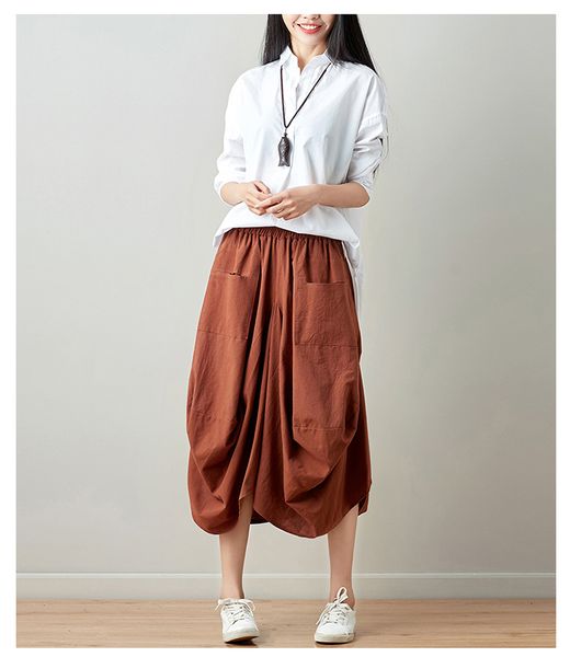 2020 new summer national style skirts women clothes cotton and linen loose skirts art retro solid lantern skirt women pv237, Black
2020 new summer national style skirts women clothes cotton and linen loose skirts art retro solid lantern skirt women pv237, Black