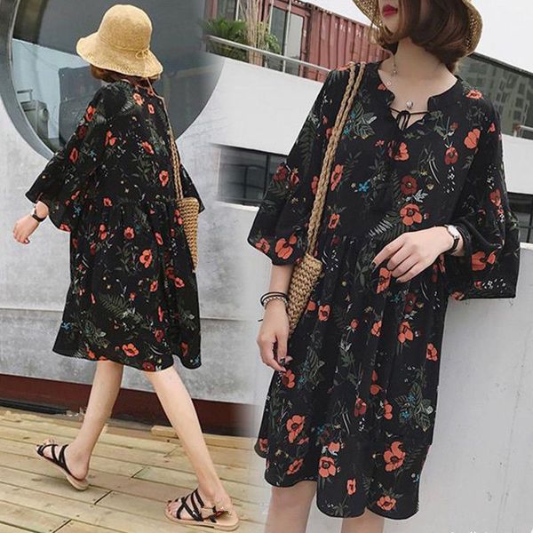 maternity dresses vintage half sleeve flower floral black dress elegant vestidos casual loose ruffle pregnant, White
maternity dresses vintage half sleeve flower floral black dress elegant vestidos casual loose ruffle pregnant, White