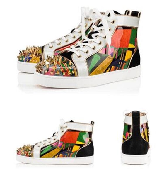 elegant graffiti sequin leather sneakers shoes with spikes high red bottom party wedding round toe casual shoes u35-46, Black
elegant graffiti sequin leather sneakers shoes with spikes high red bottom party wedding round toe casual shoes u35-46, Black