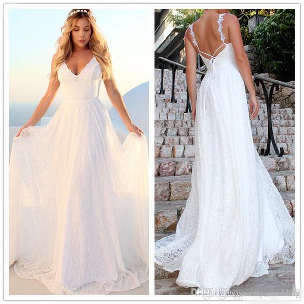 elegant beach white lace wedding dress long backless beach bridal gowns vestido de novia spaghetti wedding gowns custom made
elegant beach white lace wedding dress long backless beach bridal gowns vestido de novia spaghetti wedding gowns custom made