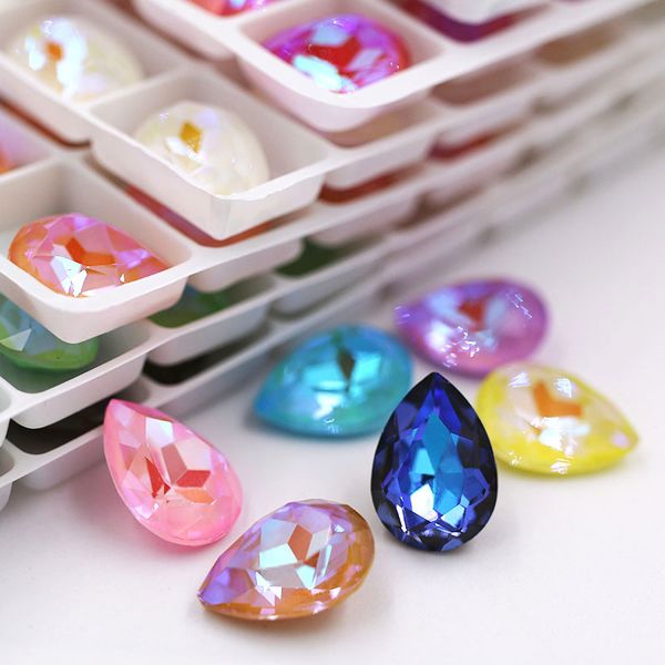 13x18mm teardrop shape mocha fluorescence pointback crystal strass glass rhinestones for earrings nail decorations glue on crystal, Black
13x18mm teardrop shape mocha fluorescence pointback crystal strass glass rhinestones for earrings nail decorations glue on crystal, Black