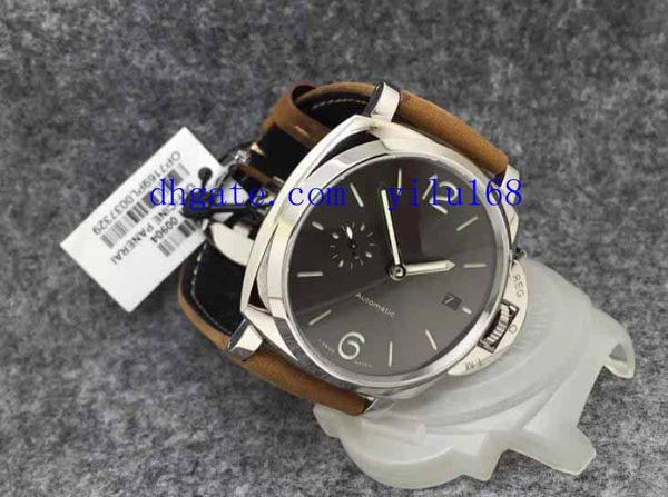 

42mm men's vs factory 904 p9000 3 days date automatic movement 28800bph grey dial with stick & numeral men's sport wristwatches, Slivery;brown