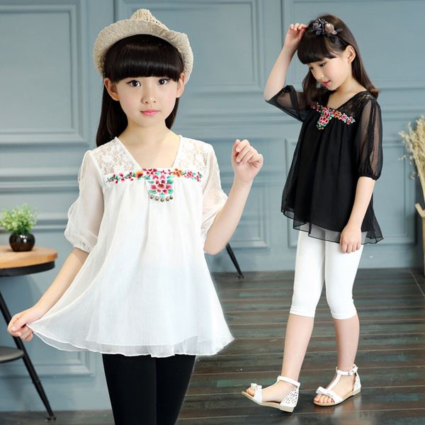 new 2020 summer kid girls korean style puff sleeve blouses casual cotton lace shirts clothes children clothing shirts t07, White;black
new 2020 summer kid girls korean style puff sleeve blouses casual cotton lace shirts clothes children clothing shirts t07, White;black