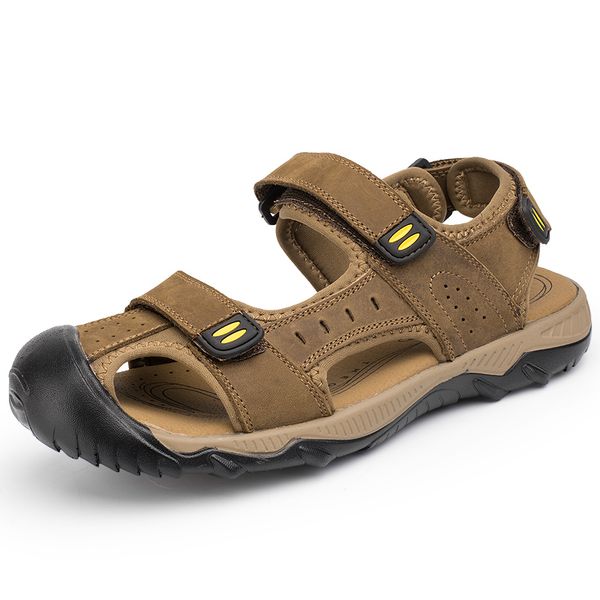 new 2019 fashion summer casual solid men sandals breathable genuine leather beach shoes, Black
new 2019 fashion summer casual solid men sandals breathable genuine leather beach shoes, Black