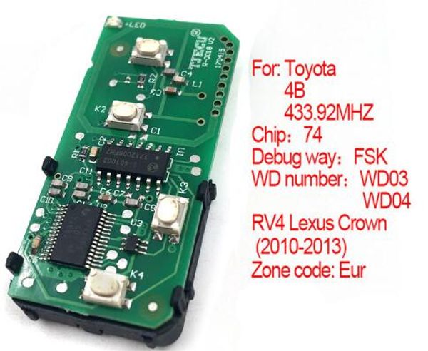 auto car keys for toyota smart pcb card board 4 buttons 433.92mhz number :271451-5290-eur
auto car keys for toyota smart pcb card board 4 buttons 433.92mhz number :271451-5290-eur