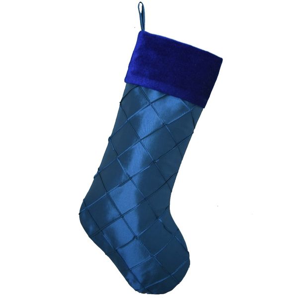 blue faux silk diamond pintuck body with velvet cuff decoration christmas stocking
blue faux silk diamond pintuck body with velvet cuff decoration christmas stocking
