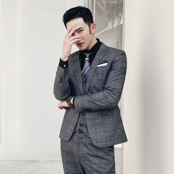 menne men's suit gentleman english wind korean version of slimfashion fashion fashion thousand bird plaid suit, White;black
menne men's suit gentleman english wind korean version of slimfashion fashion fashion thousand bird plaid suit, White;black
