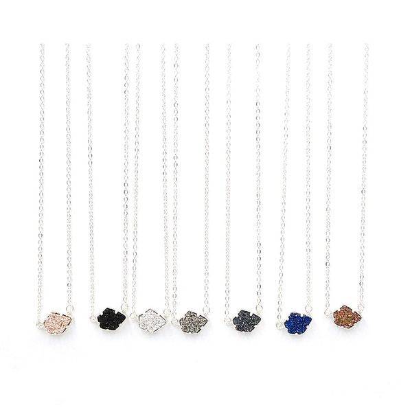fashion shinygem irregular geometric fake druzy pendant necklace for women, Silver
fashion shinygem irregular geometric fake druzy pendant necklace for women, Silver