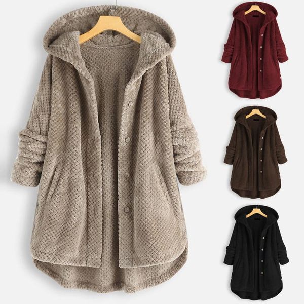 women plus size winter warm soft button pocket overcoat jacket female cute plush hooded coat long sleeve solid color outwear#g2, Black;brown
women plus size winter warm soft button pocket overcoat jacket female cute plush hooded coat long sleeve solid color outwear#g2, Black;brown