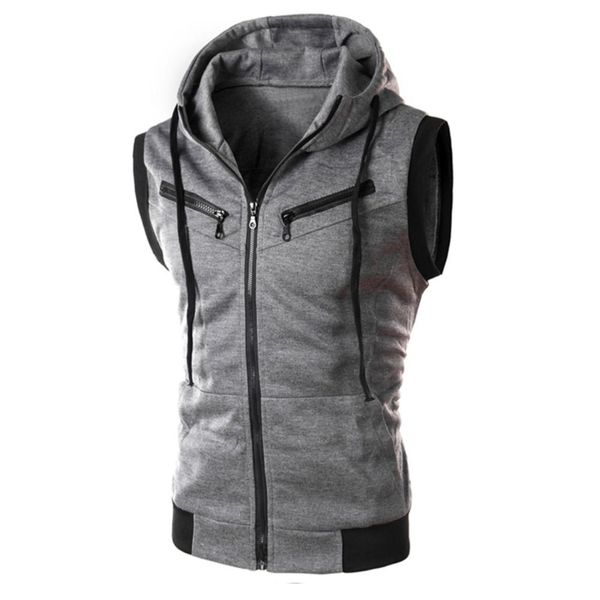 color block summer sports men zipper sleeveless fitness hoodies hooded vest, Black;white
color block summer sports men zipper sleeveless fitness hoodies hooded vest, Black;white