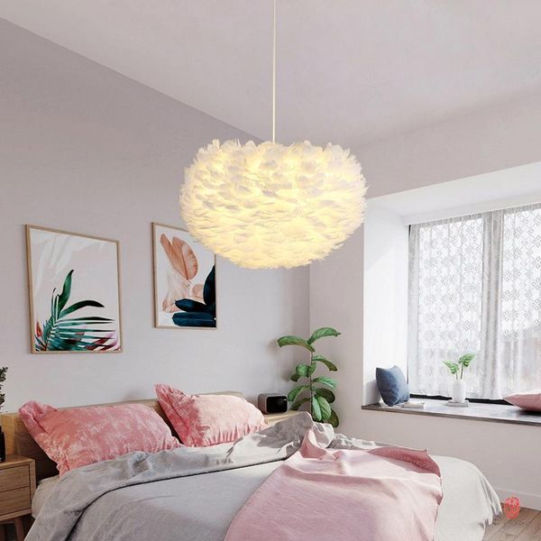 modern feather pendant lamp handmade plume ball pendant lamp nordic hanging lamp light fixture home lighting chandelier