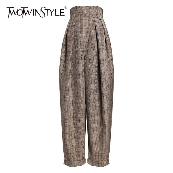 twotwinstyle plaid harem trousers for women high waist ankle length pants female casual fashion clothes 2020 spring autumn, Black;white
twotwinstyle plaid harem trousers for women high waist ankle length pants female casual fashion clothes 2020 spring autumn, Black;white