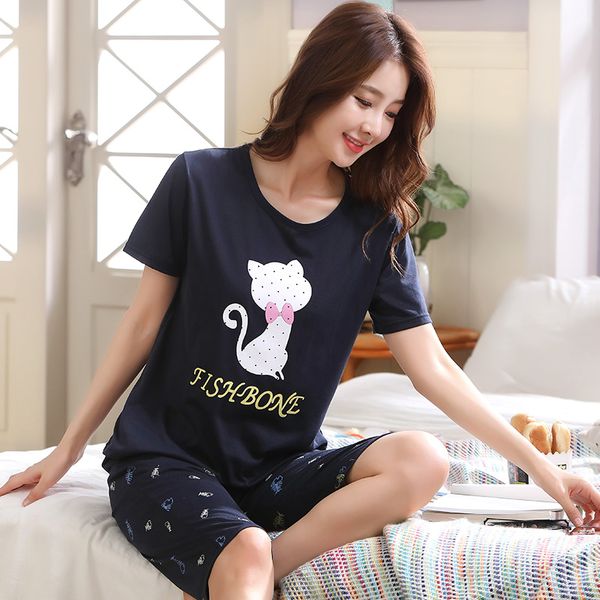 women's sleepwear brand knitted cotton summer short sleeved plus size -5xl women pajamas set pyjamas cute cartoon pijamas, Black;red
women's sleepwear brand knitted cotton summer short sleeved plus size -5xl women pajamas set pyjamas cute cartoon pijamas, Black;red