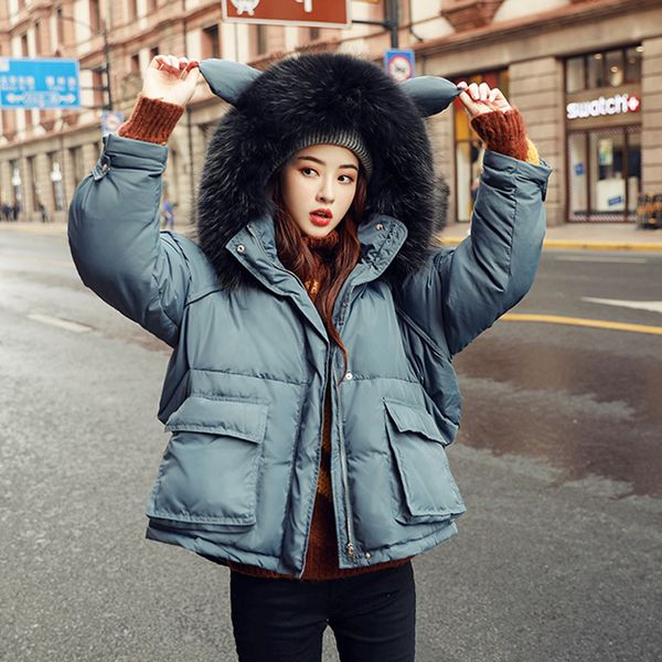 winter real raccoon fur collar 90% white duck down parkas women loose hooded thick short jackets female warm snow down coat, Black
winter real raccoon fur collar 90% white duck down parkas women loose hooded thick short jackets female warm snow down coat, Black