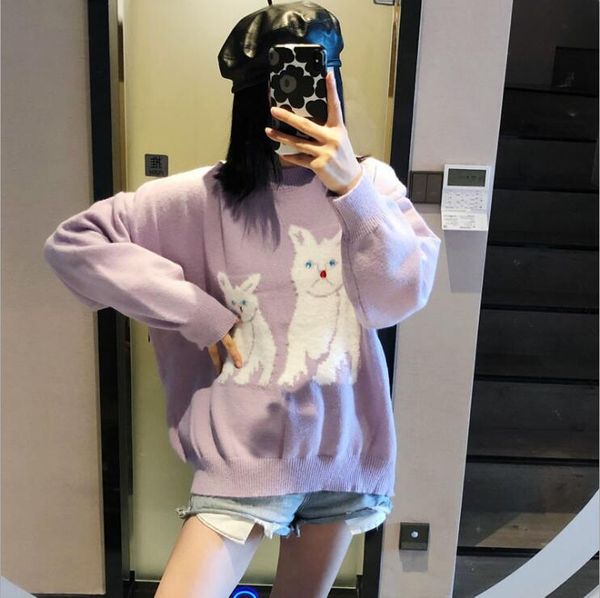 women cute animal cat print knitted pink pullover sweater korean style winter thick sweaters pull femme fall jumpers q9256, White;black
women cute animal cat print knitted pink pullover sweater korean style winter thick sweaters pull femme fall jumpers q9256, White;black