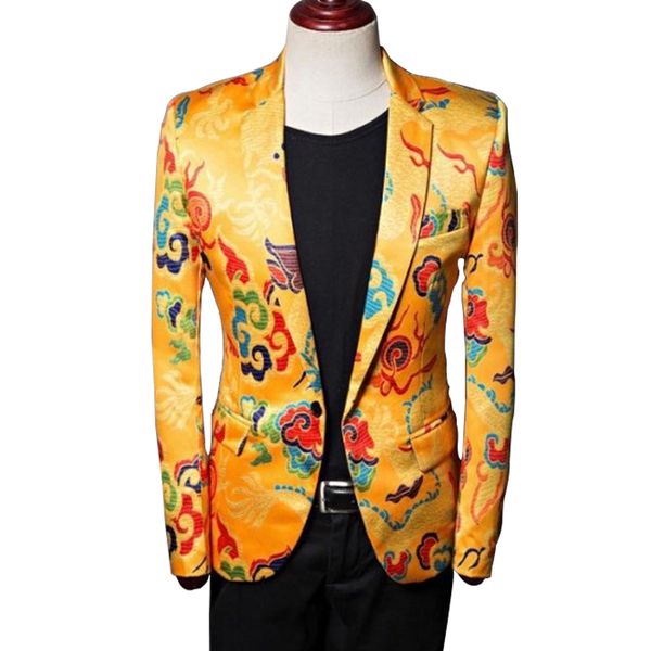 trendy colorful dragon print fashion men's one button suit slim lapel casual golden suit jacket christmas happy jacket, White;black
trendy colorful dragon print fashion men's one button suit slim lapel casual golden suit jacket christmas happy jacket, White;black