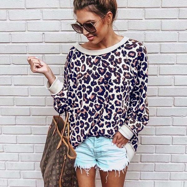 2019 new fashion women sweatshirt round neck print leopard jersey loose shirt 5 colors women pullovers, Black
2019 new fashion women sweatshirt round neck print leopard jersey loose shirt 5 colors women pullovers, Black