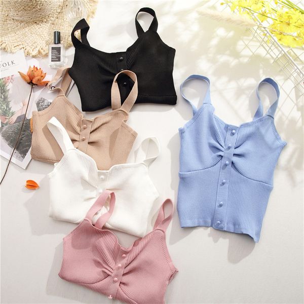 2020 summer women camisoles spaghetti v-neck knitted buttoned up crop pleated women clothing, White
2020 summer women camisoles spaghetti v-neck knitted buttoned up crop pleated women clothing, White