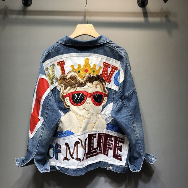 new denim jackets for women autumn embroidery cartoon pictures jeans coat loose cowboy holes vintage denim blue outerwear r865, Black;brown
new denim jackets for women autumn embroidery cartoon pictures jeans coat loose cowboy holes vintage denim blue outerwear r865, Black;brown