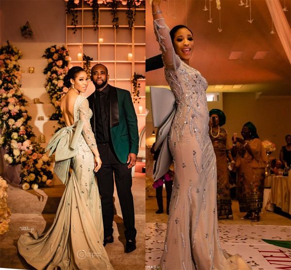 sparkly sequined mermaid evening dress luxury african open back long sleeves prom gown with big bow long formal party pageant dress, Black;red
sparkly sequined mermaid evening dress luxury african open back long sleeves prom gown with big bow long formal party pageant dress, Black;red