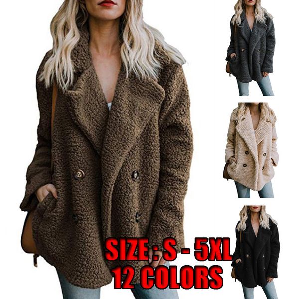 2019 winter women coat elegant solid lapel loose warm female outwear casual blends sobretudo feminino abrigo ladies overcoat, Black
2019 winter women coat elegant solid lapel loose warm female outwear casual blends sobretudo feminino abrigo ladies overcoat, Black