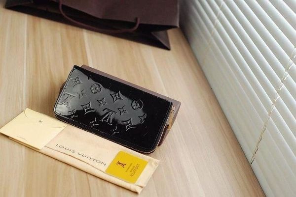 zippy wallet vernis leather multi-function zip wallet m90075 oxidized leather clutches evening long chain wallets compact purse