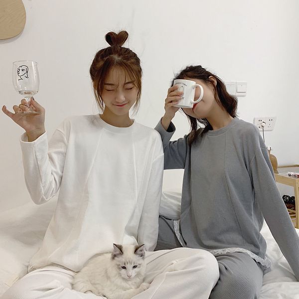 autumn korean sweet thickening soft cotton house woman dawdler long fund pajamas twinset lace edge home furnishing serve, Blue;gray
autumn korean sweet thickening soft cotton house woman dawdler long fund pajamas twinset lace edge home furnishing serve, Blue;gray