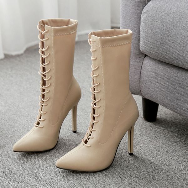 youyedian high-heel women's boots sewing lace-up boots women thin heels pointed toe women autumn in mid-calf botas, Black
youyedian high-heel women's boots sewing lace-up boots women thin heels pointed toe women autumn in mid-calf botas, Black