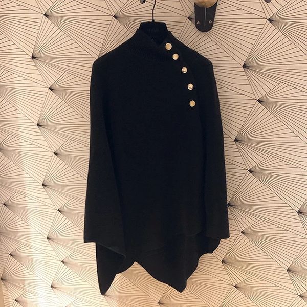 new women's black sweater spring autumn fashion office ladies shoulder button cloak coat pullover women high neck warm clothing, White;black
new women's black sweater spring autumn fashion office ladies shoulder button cloak coat pullover women high neck warm clothing, White;black