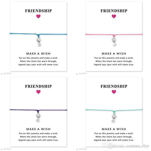 fashion key charm make a wish bracelets with gift card women wax leather rope wrap bangle for men friendship jewelry in bulk, Golden;silver
fashion key charm make a wish bracelets with gift card women wax leather rope wrap bangle for men friendship jewelry in bulk, Golden;silver