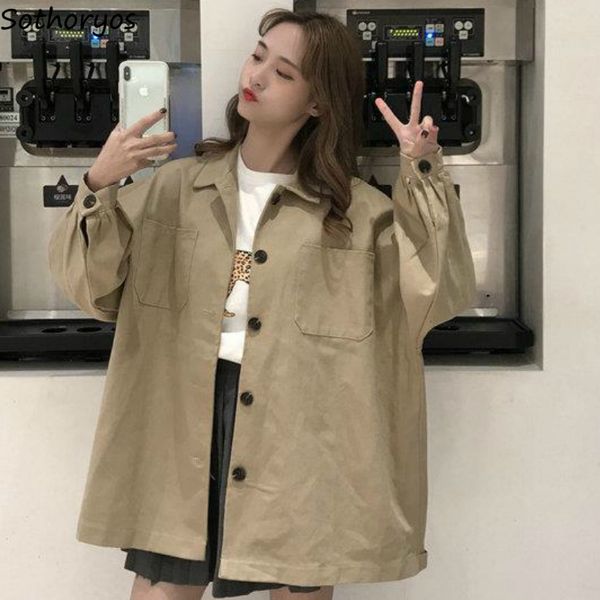 trench women spring solid single breasted loose trendy casual retro korean style harajuku womens coats all-match outwear chic, Tan;black
trench women spring solid single breasted loose trendy casual retro korean style harajuku womens coats all-match outwear chic, Tan;black