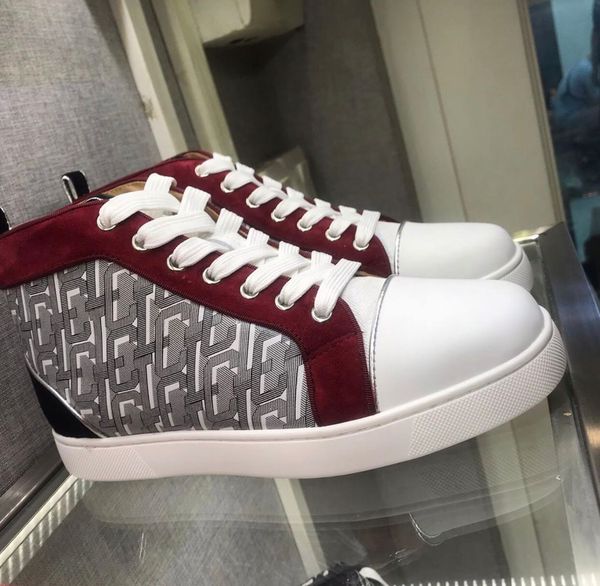 luxury high men's red bottom brand designer sneakers red sole casual flats with calfskin, patent,nappa leather, Black
luxury high men's red bottom brand designer sneakers red sole casual flats with calfskin, patent,nappa leather, Black