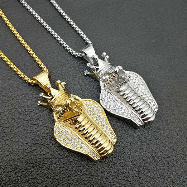 2019 new gold color crown cobra pendant necklace for men hiphop iced out bling ancient egyptian jewelry male gift, Silver
2019 new gold color crown cobra pendant necklace for men hiphop iced out bling ancient egyptian jewelry male gift, Silver