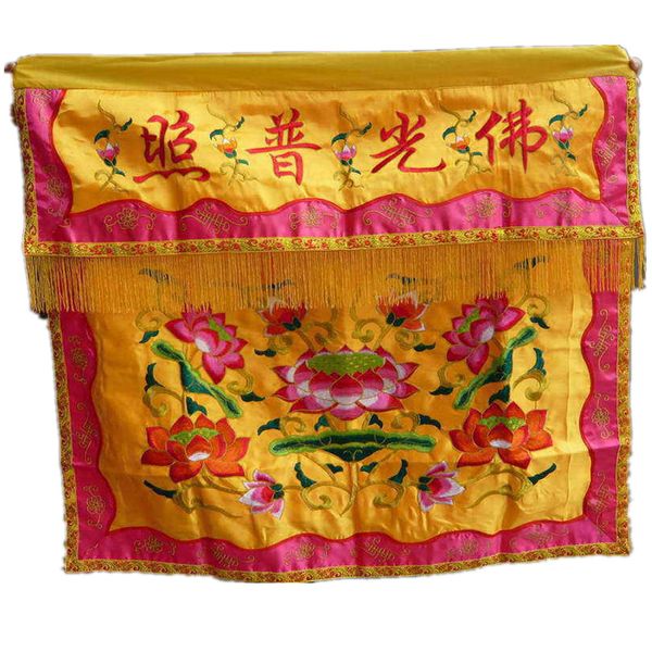

1 meter chinese lingering charm buddhism item handmade fine embroidered type lotus ceremony table cloth temple table skirt