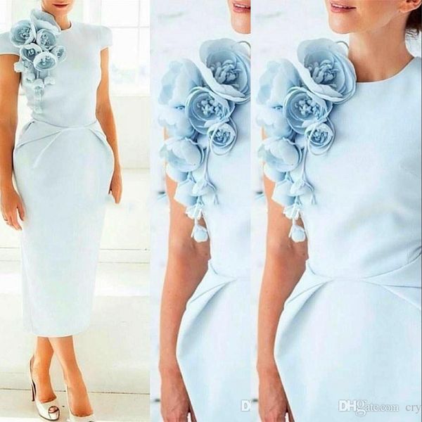 new sky blue cocktail dresses jewel neck cap sleeves hand made flowers tea length plus size prom gowns for graduation homecoming wear, Black
new sky blue cocktail dresses jewel neck cap sleeves hand made flowers tea length plus size prom gowns for graduation homecoming wear, Black
