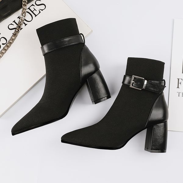 2019 women black stretch boots stripper 7cm high heel ankle boots party block thick heel fetish slim knitting buckle shoe
2019 women black stretch boots stripper 7cm high heel ankle boots party block thick heel fetish slim knitting buckle shoe