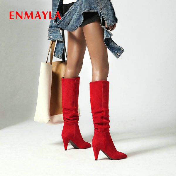 enmayla 2020 basic faux suede slim boots slip-on pointed toe spike heels winter shoes women flock mid-calf boots women 34-43, Black
enmayla 2020 basic faux suede slim boots slip-on pointed toe spike heels winter shoes women flock mid-calf boots women 34-43, Black