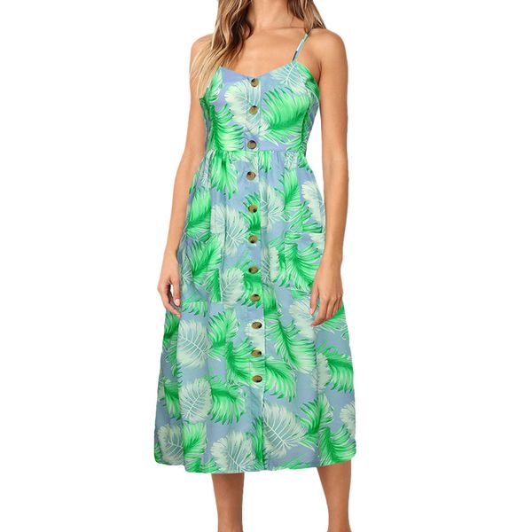 klv 2019 summer latest fashion women's dresses-summer floral button down swing midi dress with pockets d4, Black;gray
klv 2019 summer latest fashion women's dresses-summer floral button down swing midi dress with pockets d4, Black;gray