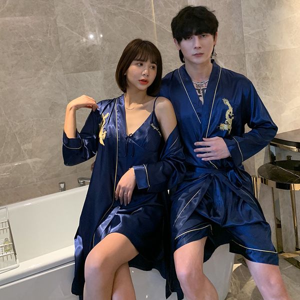 women's sleepwear lovers silk robe gown set 2 pieces lounge satin embroidery dragon ladies nightwear solid nightdress, Black;red
women's sleepwear lovers silk robe gown set 2 pieces lounge satin embroidery dragon ladies nightwear solid nightdress, Black;red