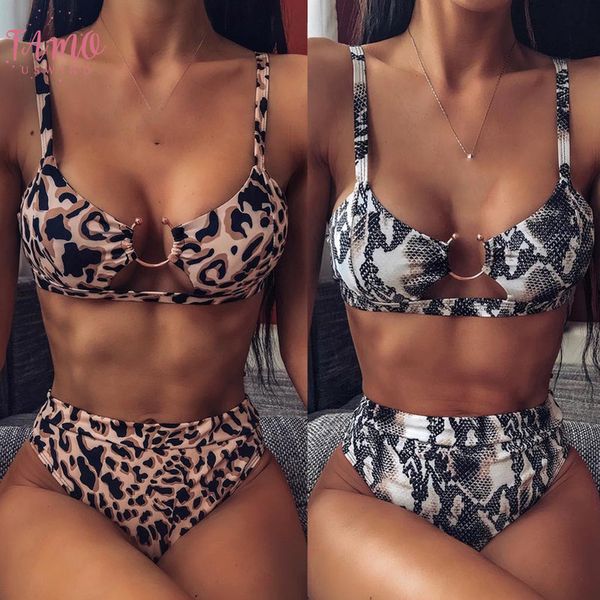 women bikini set leopard printed metal ring two piece swimwear hight waist swimsuit summer bathing suit beachwear biquini, White;black
women bikini set leopard printed metal ring two piece swimwear hight waist swimsuit summer bathing suit beachwear biquini, White;black