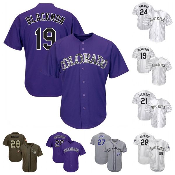 74 joe harvey 25th season charlie blackmon nolan arenado trevor story daniel murphy ian desmond ryan mcmahon and baseball jersey, Blue;black