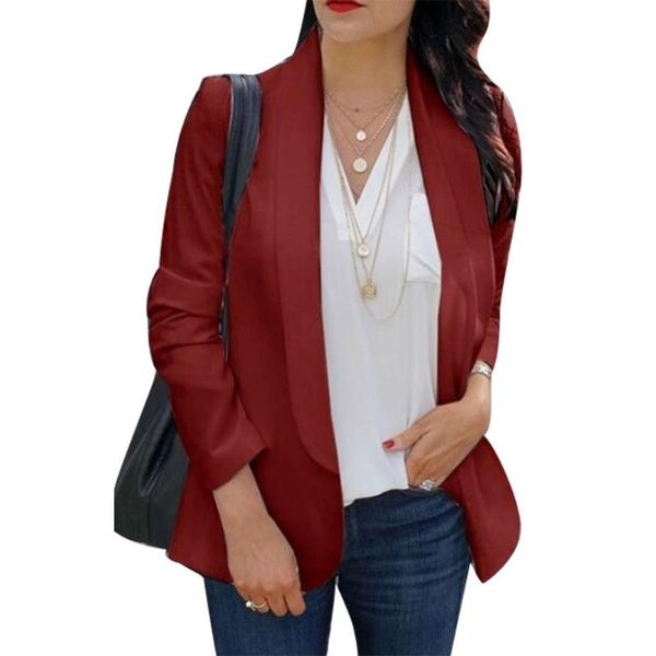 office lady solid color lapel long sleeve blazer slims fit suit coat jacket, White;black
office lady solid color lapel long sleeve blazer slims fit suit coat jacket, White;black