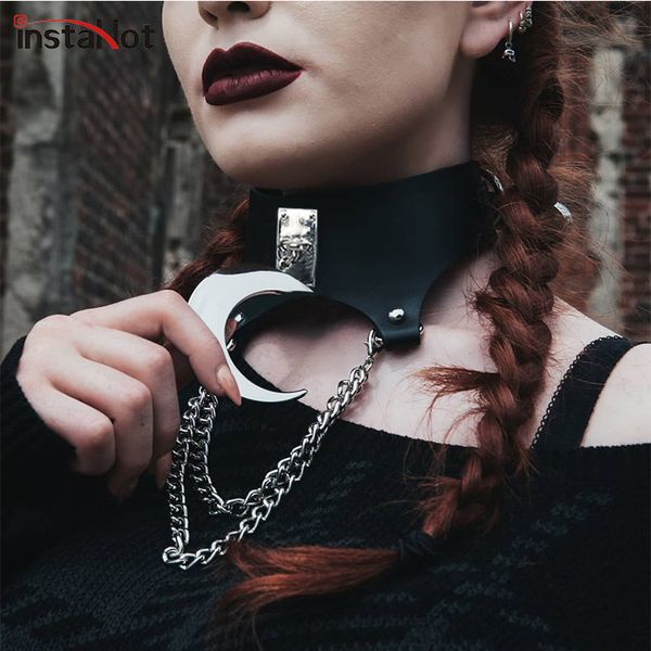 new punk moon gothic dark black chocker chain necklace women pu leather collar necklet chaplet metal chain jewelry, Silver
new punk moon gothic dark black chocker chain necklace women pu leather collar necklet chaplet metal chain jewelry, Silver