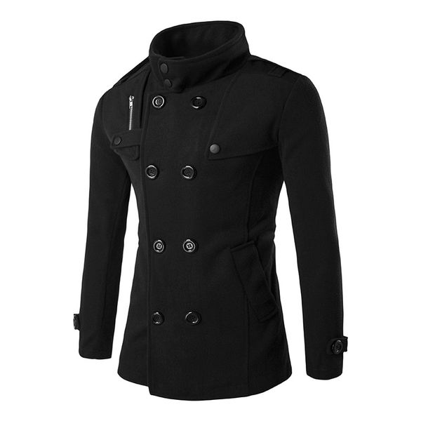 new winter man personality pure color double-breasted chest zipper design favors woolen cloth coat coat, Black
new winter man personality pure color double-breasted chest zipper design favors woolen cloth coat coat, Black